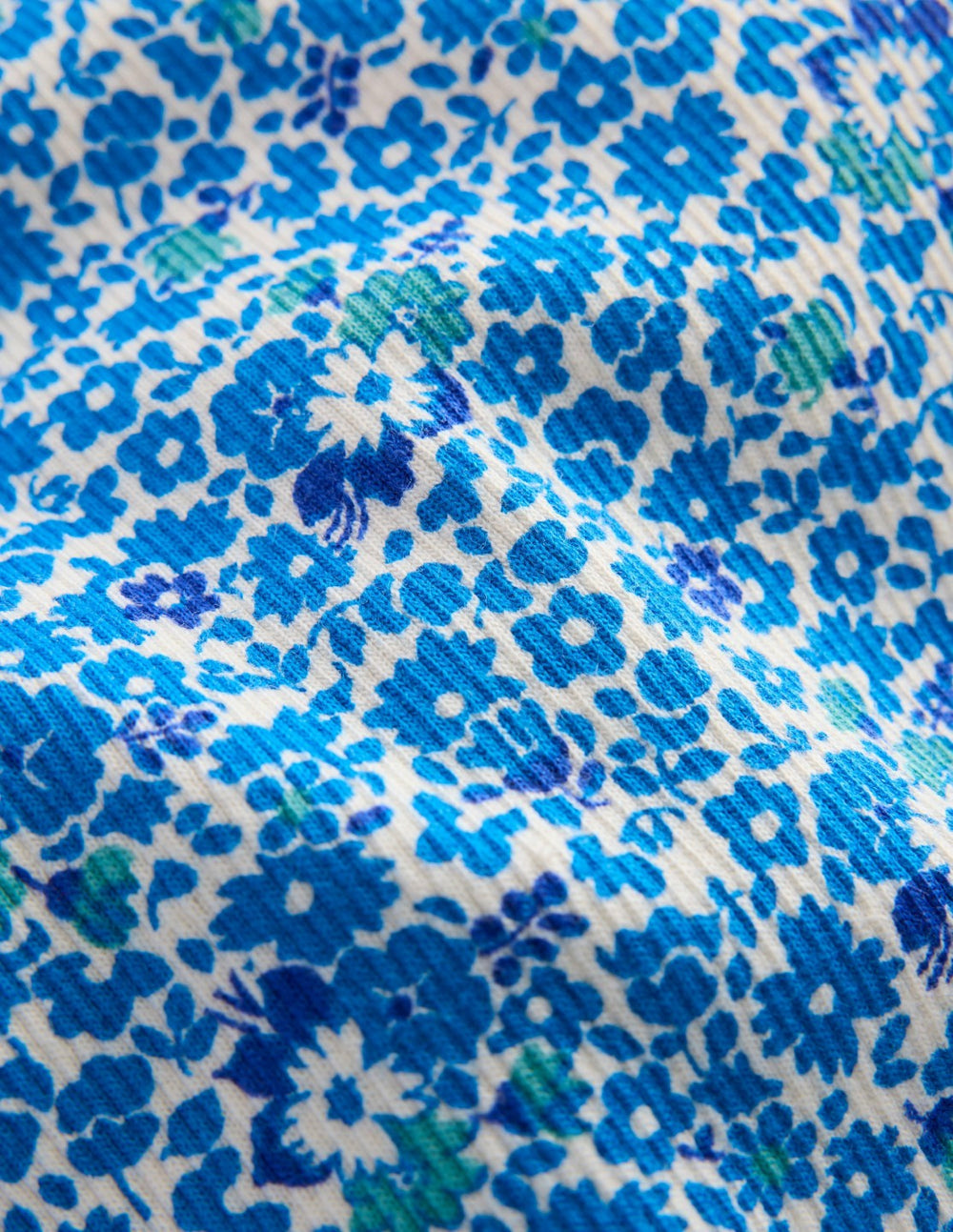 Short Sleeve Ribbed T-shirt-Cabana Blue Ditsy Floral / Boden Outlet