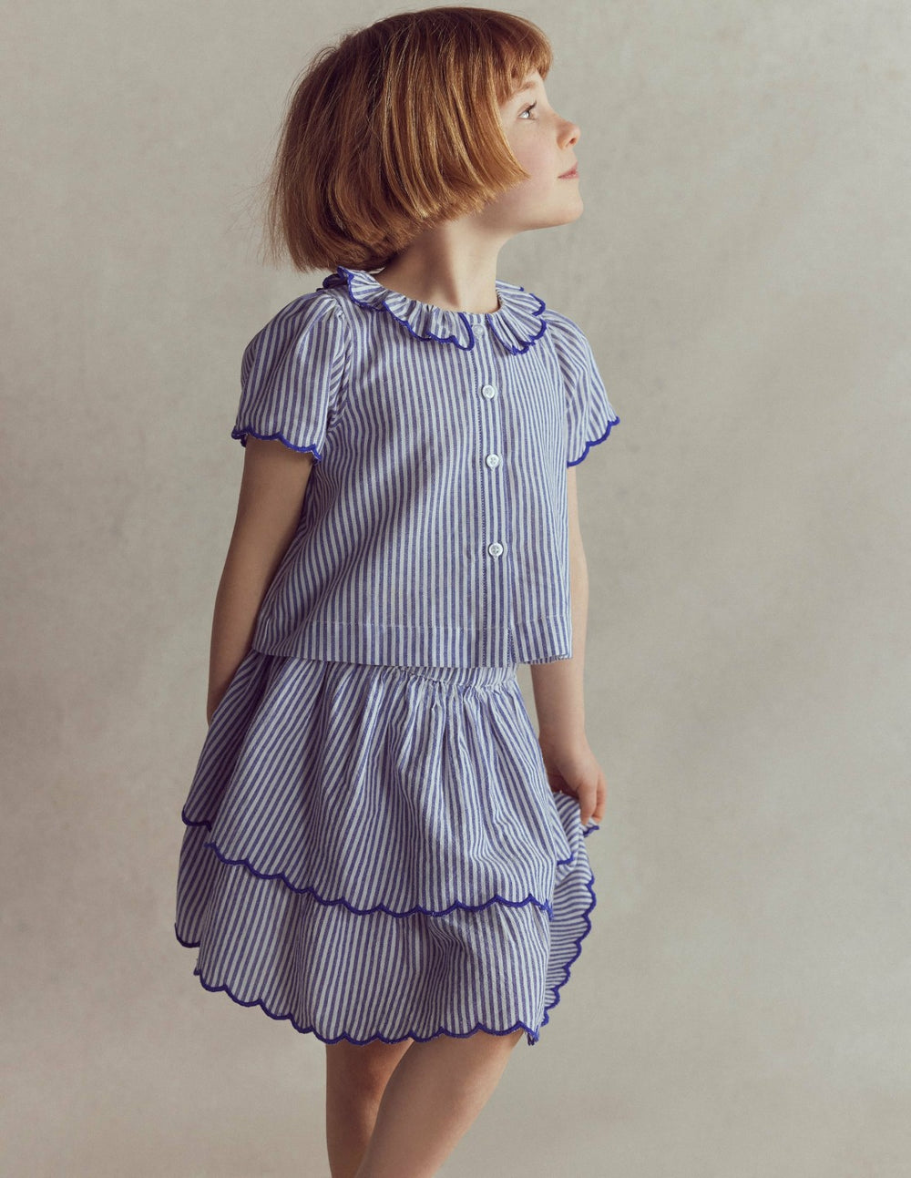 Button-through Blouse-Blue/Ivory Stripe / Boden On sale