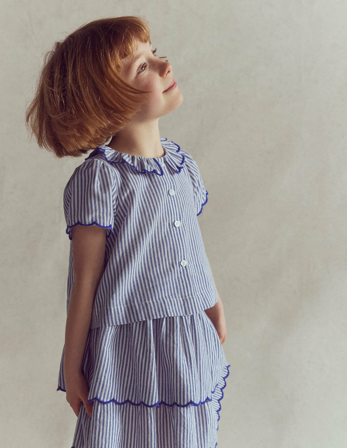 Button-through Blouse-Blue/Ivory Stripe / Boden On sale