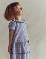 Button-through Blouse-Blue/Ivory Stripe / Boden On sale