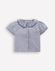 Button-through Blouse-Blue/Ivory Stripe / Boden On sale