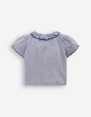 Button-through Blouse-Blue/Ivory Stripe / Boden On sale