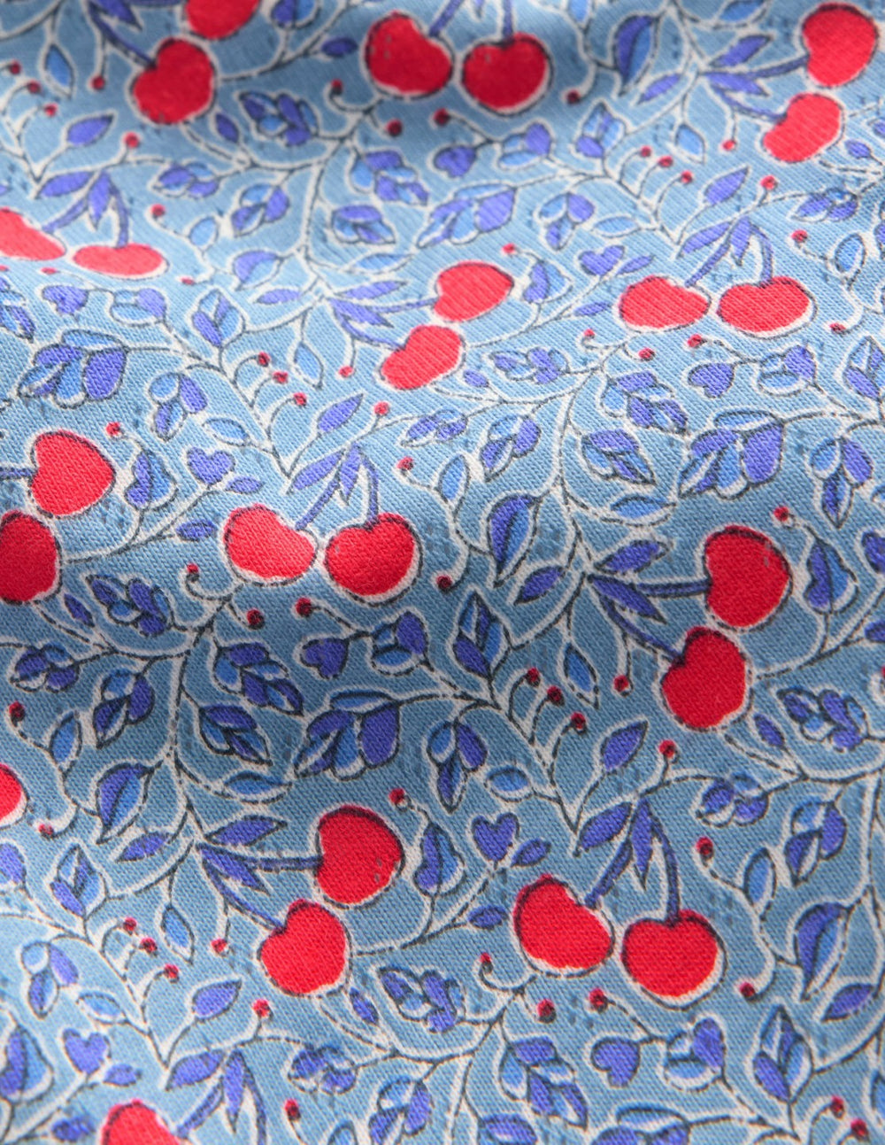 Short Sleeve Pointelle Top-Blue Cherries / Boden Online