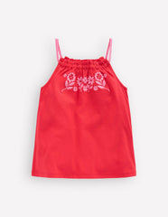 Plaited Strap Embroidered Tank-Spicy Red / Boden Outlet