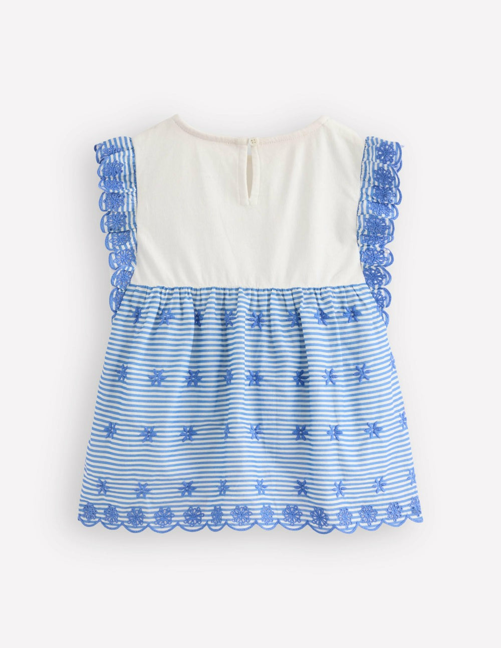 Fabric Mix Broderie Top-Blue Ticking / Boden Sale
