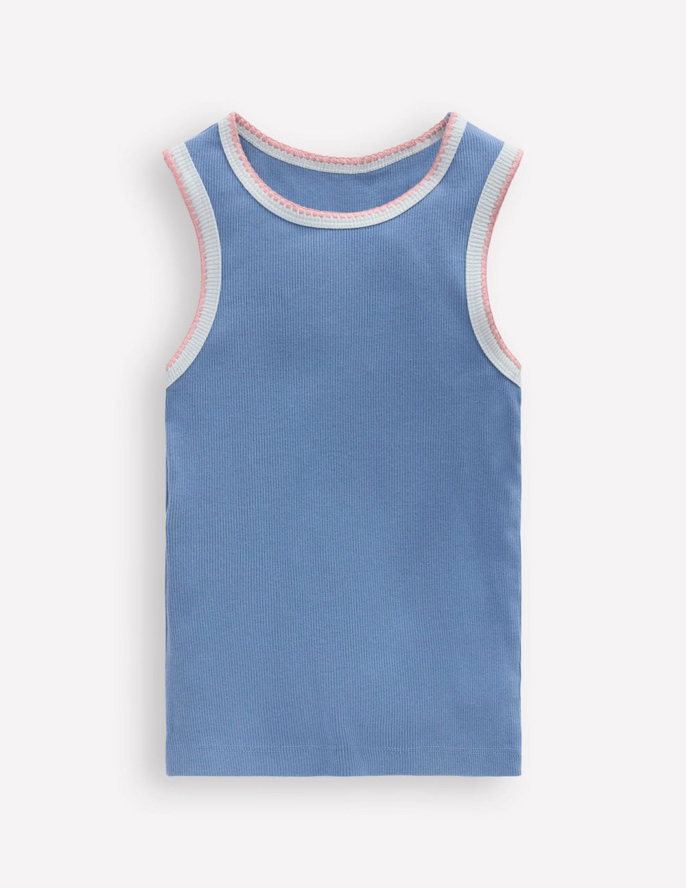 Crochet Trim Ribbed Vest-Light Blue / Boden Discount