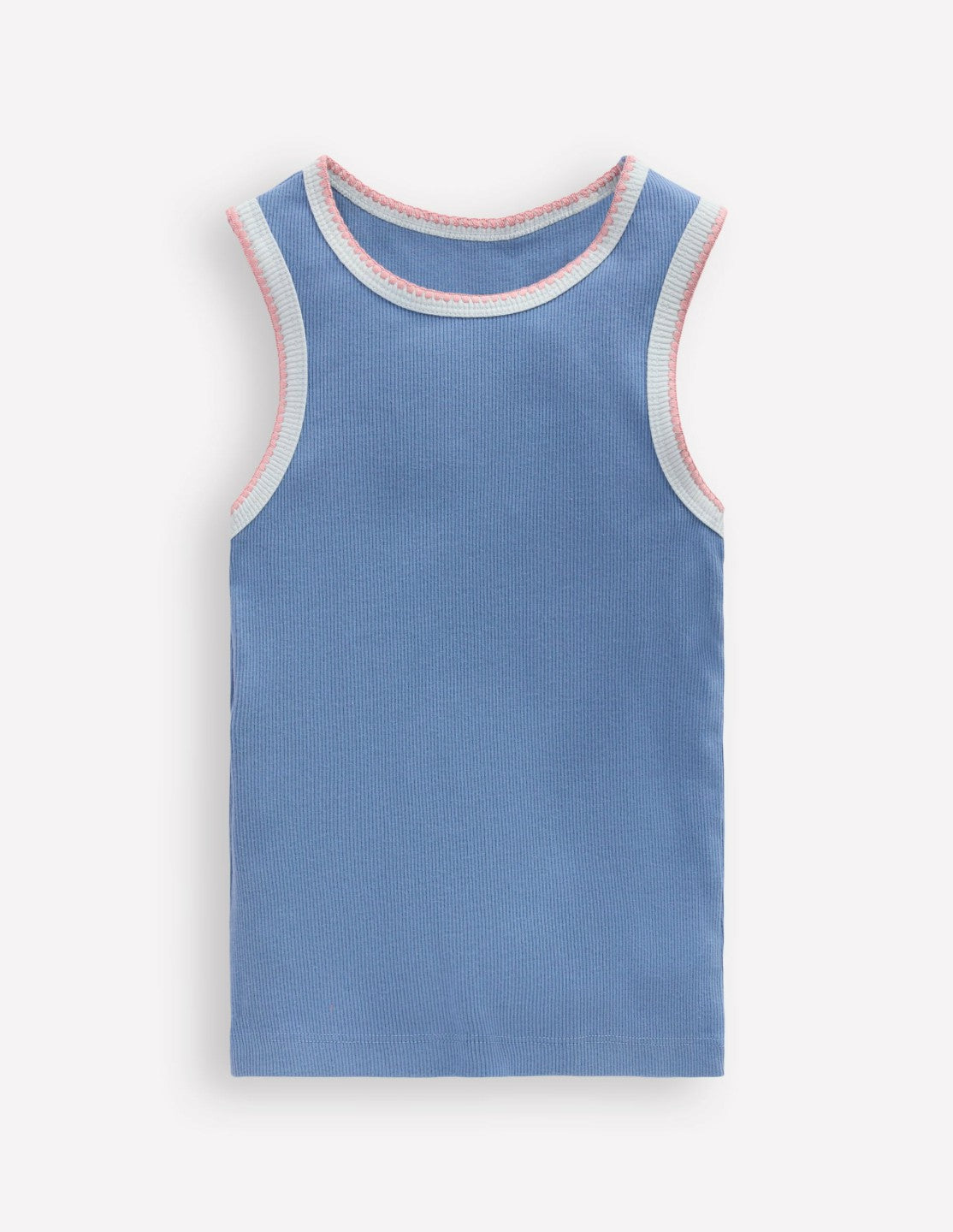 Crochet Trim Ribbed Vest-Light Blue / Boden Discount