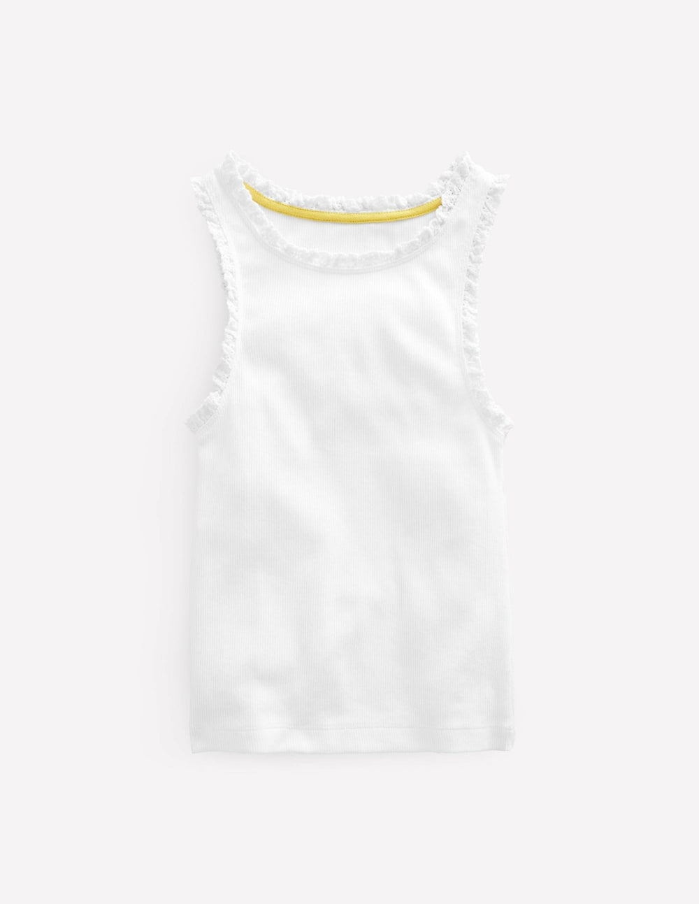 Ribbed Lace Trim Tank-White / Boden On sale