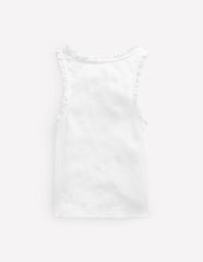 Ribbed Lace Trim Tank-White / Boden On sale