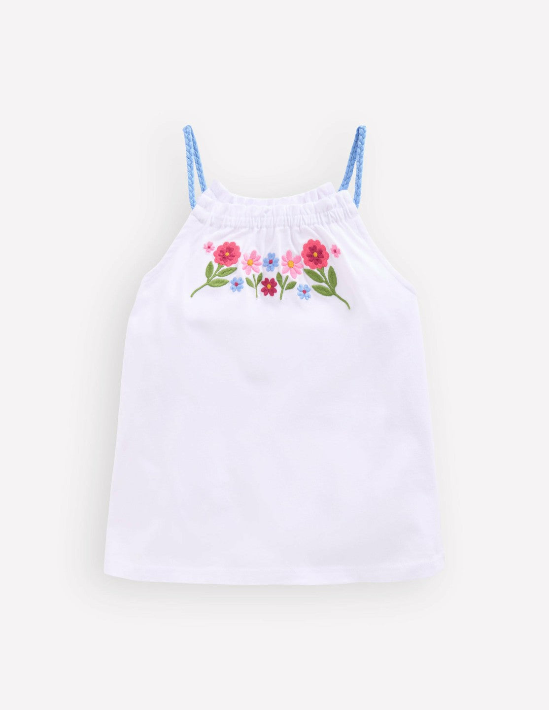 Plaited Strap Embroidered Tank-White Embroidery / Boden