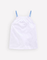 Plaited Strap Embroidered Tank-White Embroidery / Boden