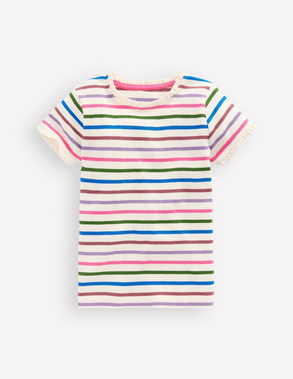 Short Sleeve Ribbed T-shirt-Multi Stripe / Boden Online