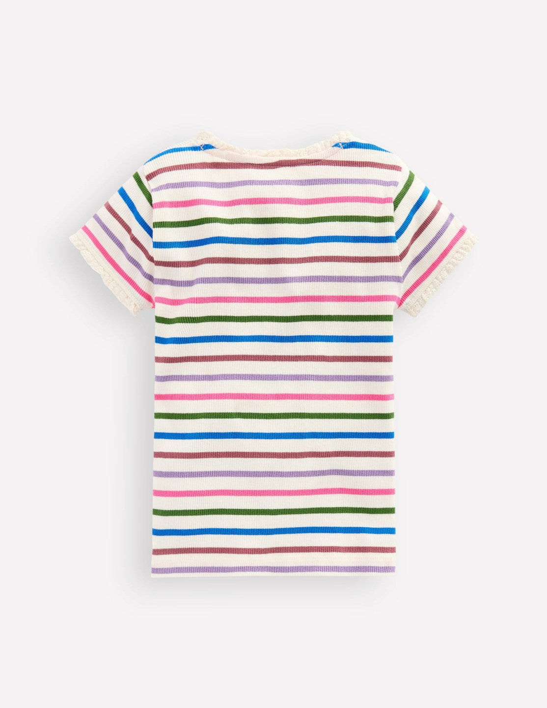 Short Sleeve Ribbed T-shirt-Multi Stripe / Boden Online