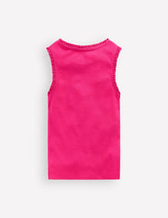 Ribbed Lace Trim Tank-Pink Peony / Boden Outlet