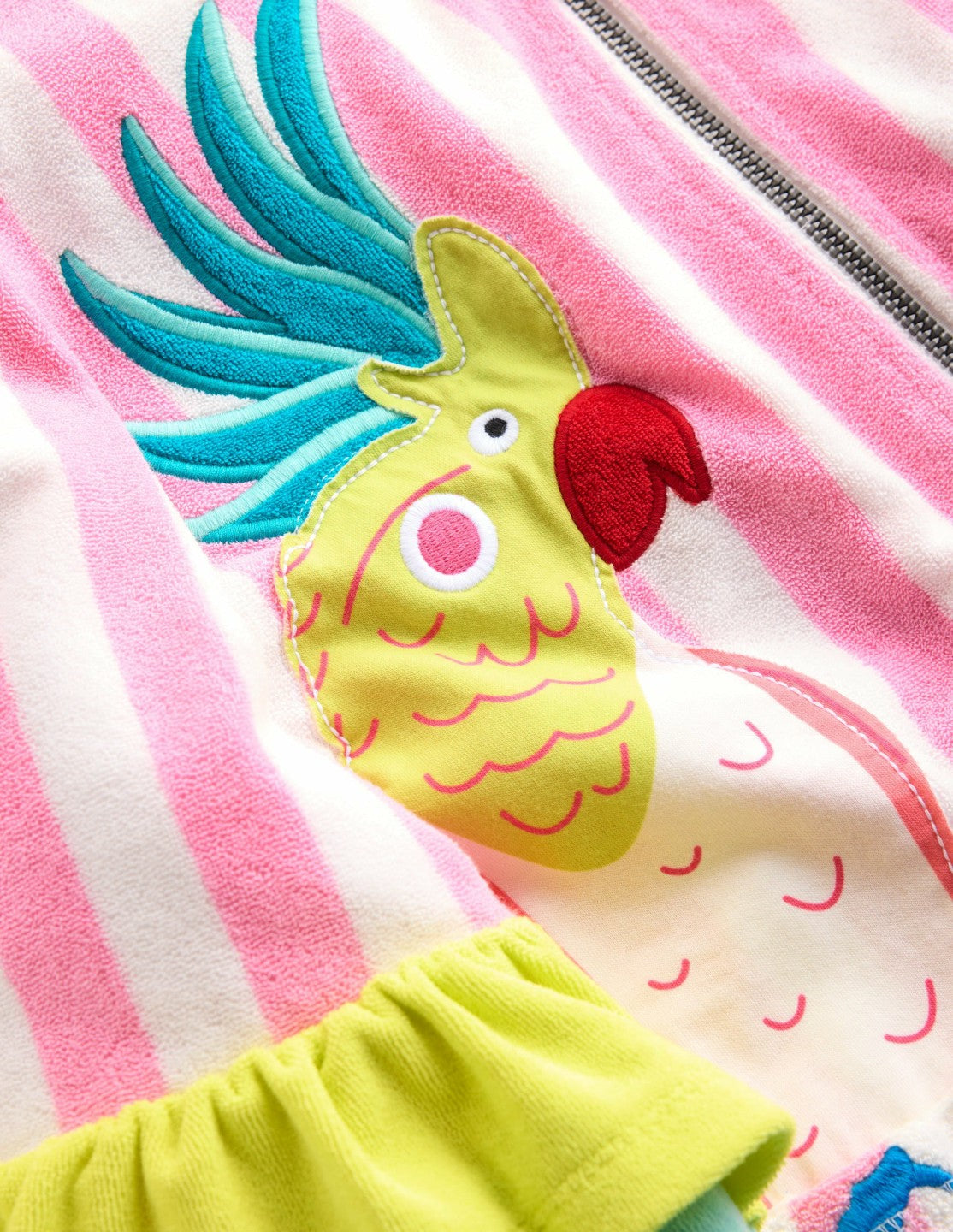 Fun Romie Towelling Zip-Up-Stripe Frill Parrot / Boden On sale