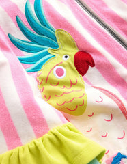 Fun Romie Towelling Zip-Up-Stripe Frill Parrot / Boden On sale
