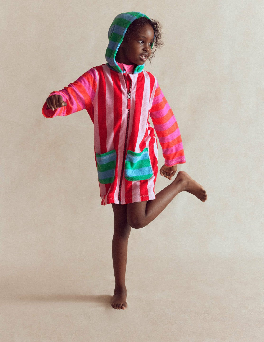 Romie Towelling Zip Throw-On-Multi Stripe / Boden Sale