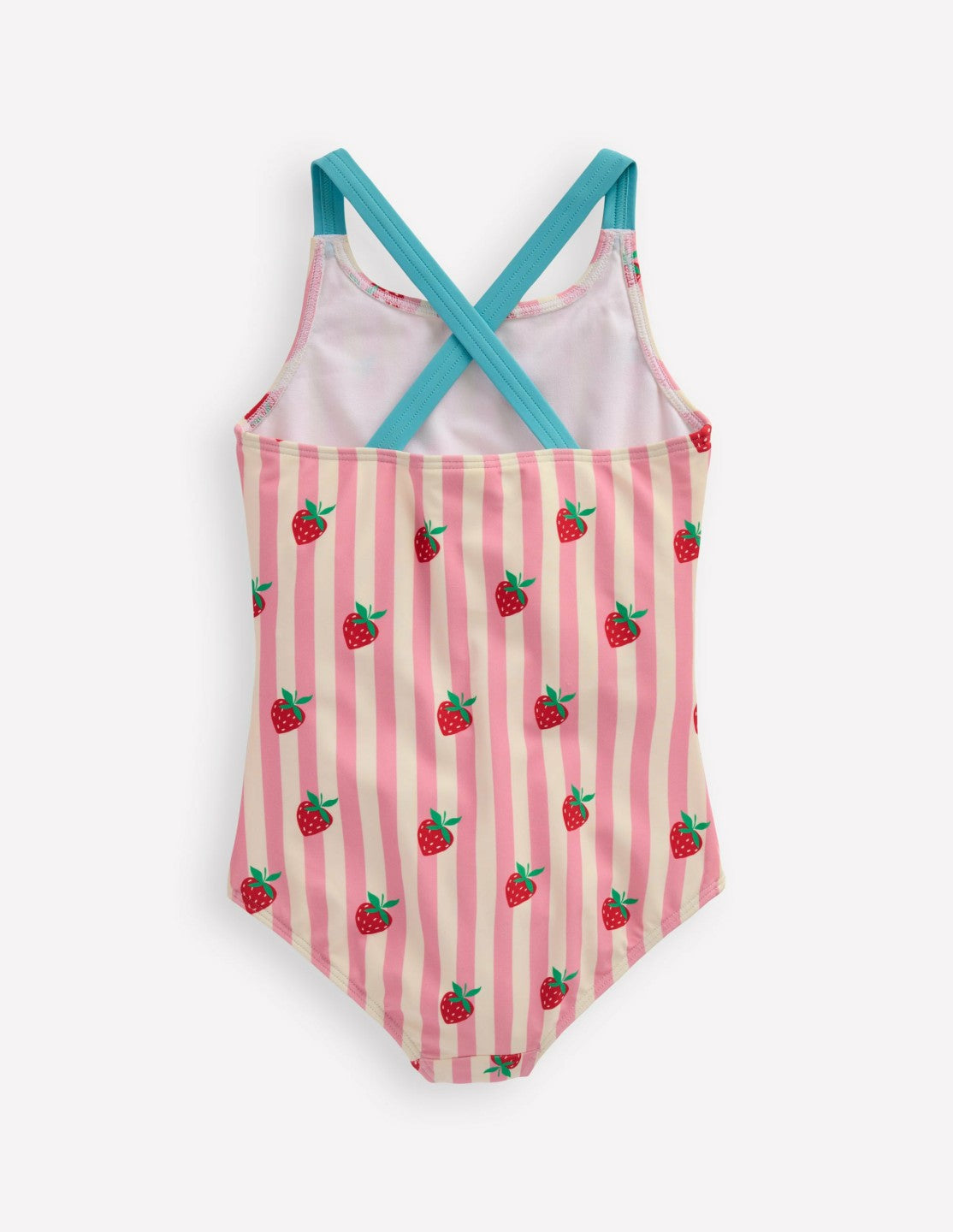 Cross-Back Printed Swimsuit-Pink Strawberry Stripe / Boden Online