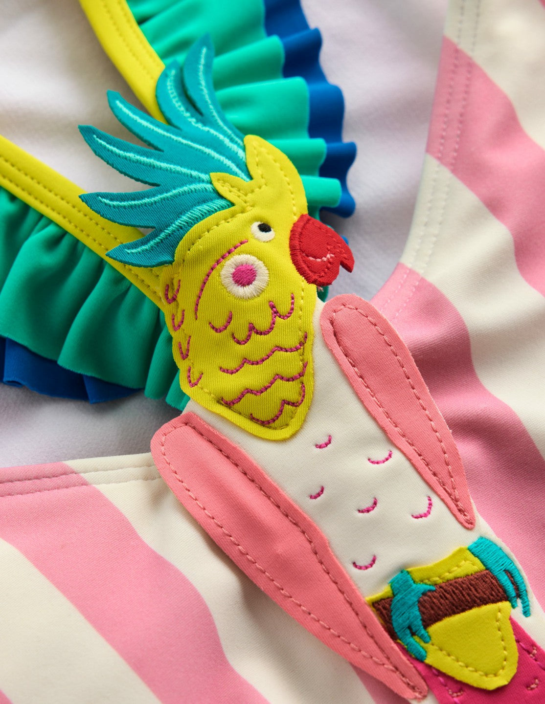 Hallie Frill Strap Swimsuit-Formica Pink Parrot / Boden Outlet