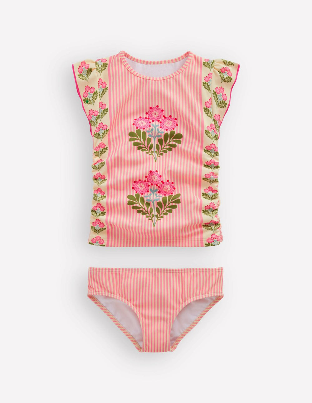 Ruched Tankini Set-Strawberry Pink Woodblock / Boden Discount