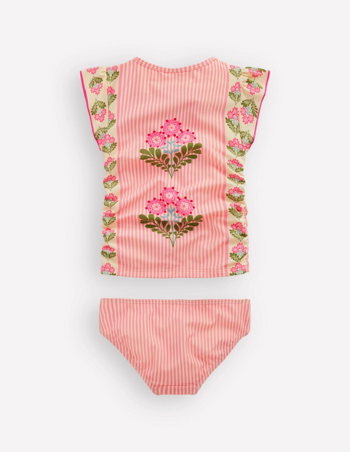 Ruched Tankini Set-Strawberry Pink Woodblock / Boden Discount