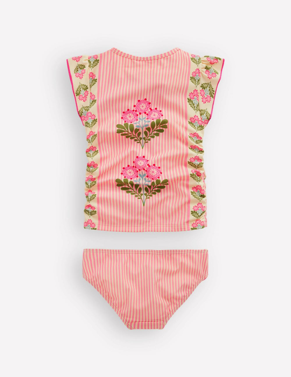 Ruched Tankini Set-Strawberry Pink Woodblock / Boden Discount
