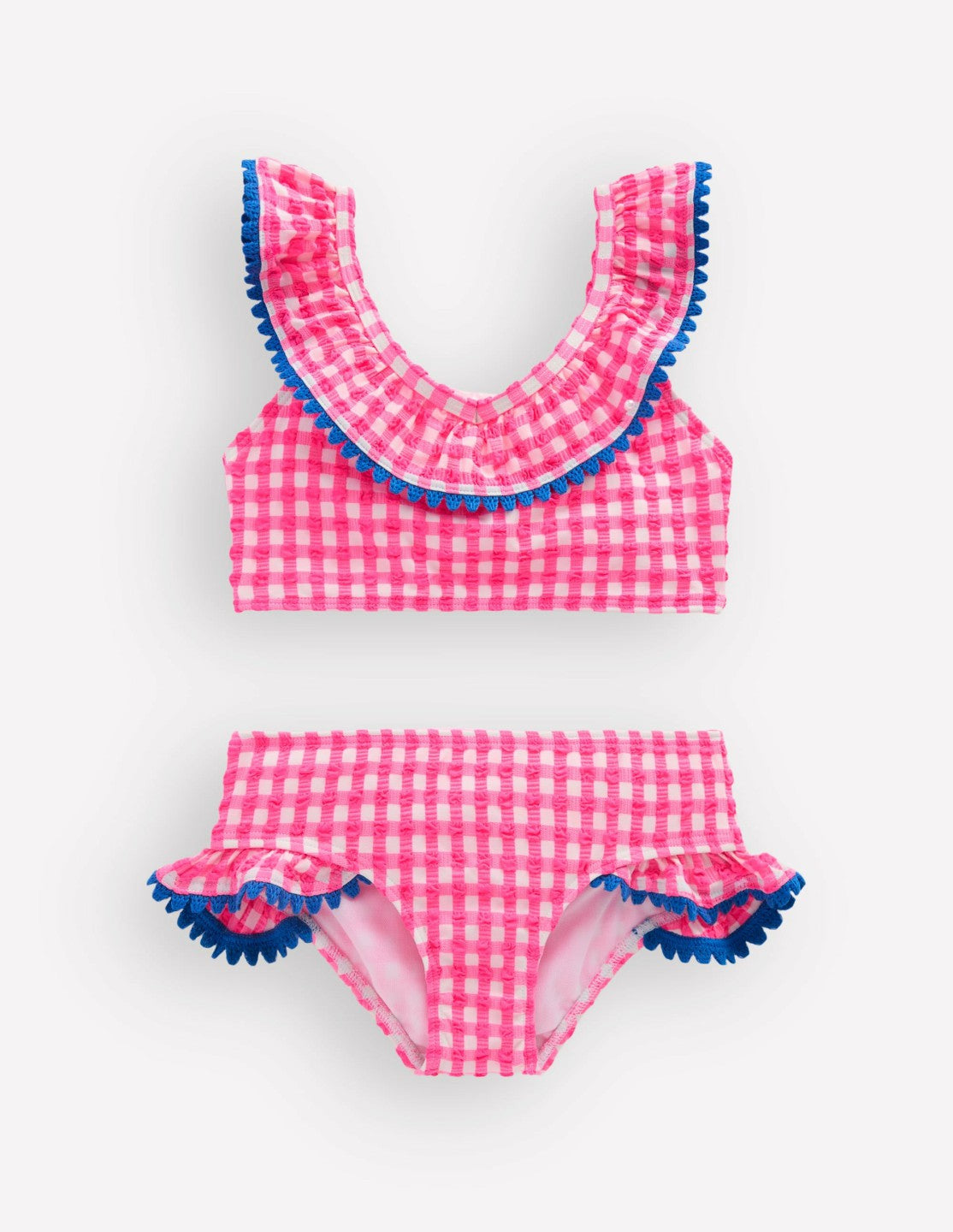 Frill V-neck Bikini Set-Neon Pink Gingham / Boden On sale
