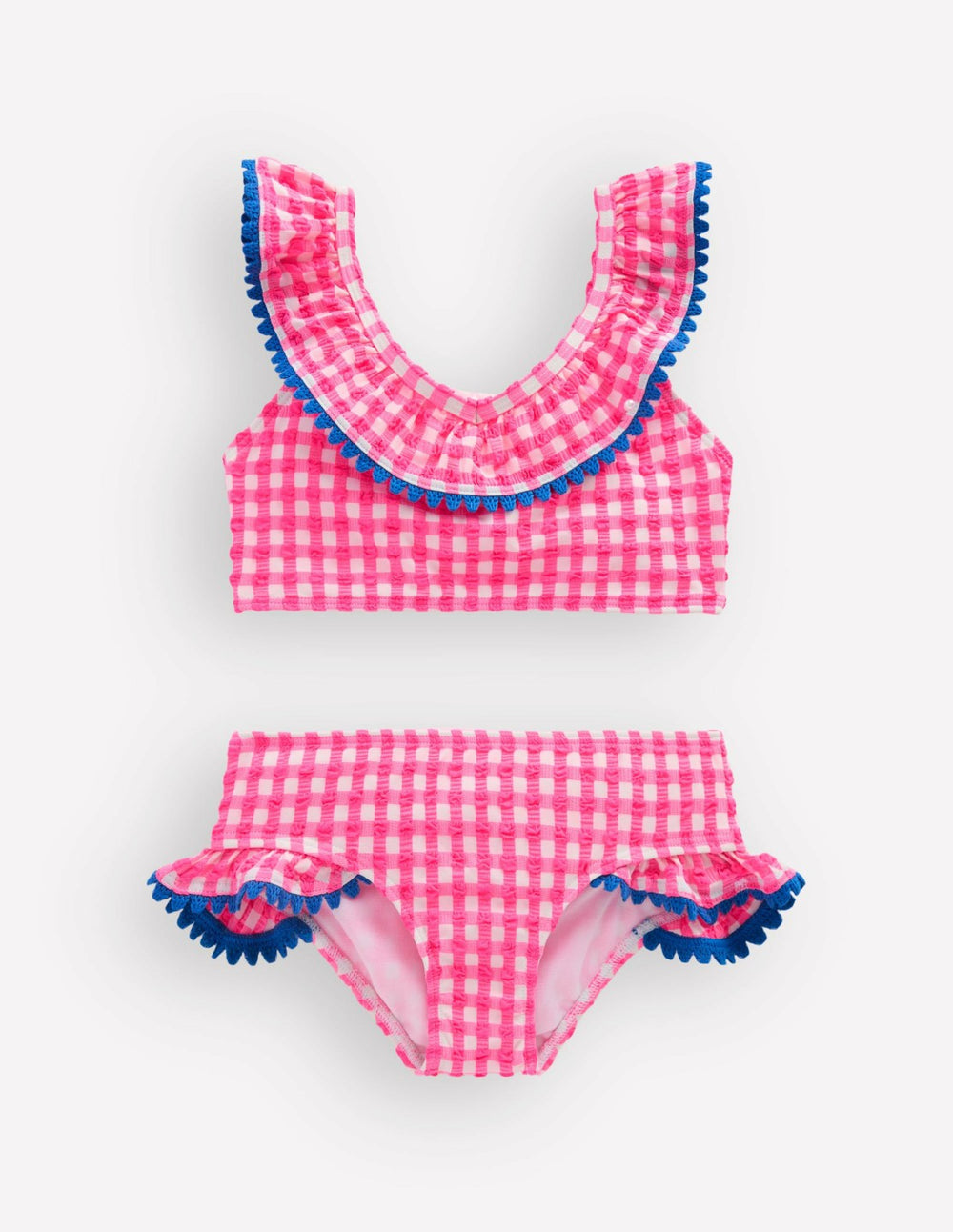 Frill V-neck Bikini Set-Neon Pink Gingham / Boden On sale