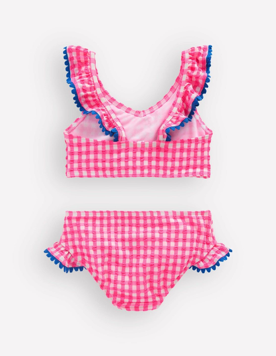 Frill V-neck Bikini Set-Neon Pink Gingham / Boden On sale