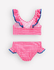 Frill V-neck Bikini Set-Neon Pink Gingham / Boden On sale