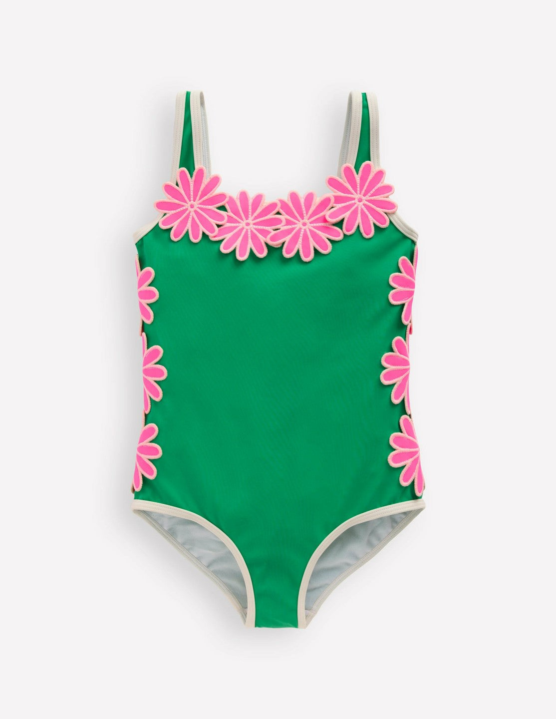 Appliqué Swimsuit-Pea Green/Sorbet Pink Daisy / Boden us