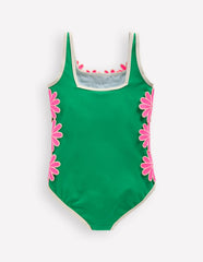 Appliqué Swimsuit-Pea Green/Sorbet Pink Daisy / Boden us