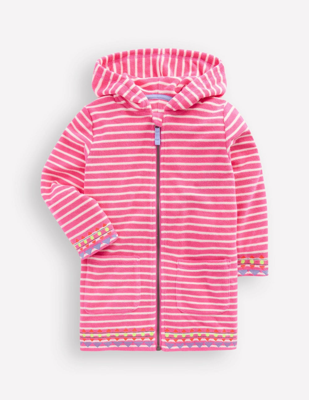 Romie Towelling Zip Throw-On-Sorbet Pink Stripe / Boden Sale