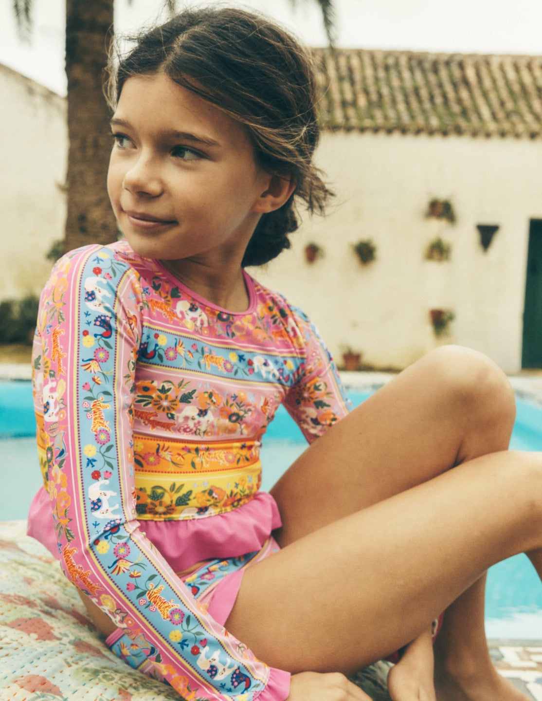 Hem Frill Rash Vest Set-Multi Tropical Animals / Boden Online