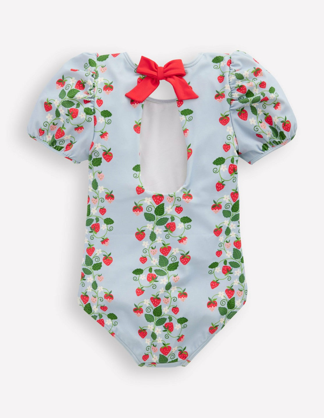 Puff Sleeve Swimsuit-Misty Blue Strawberry Vine / Boden Discount