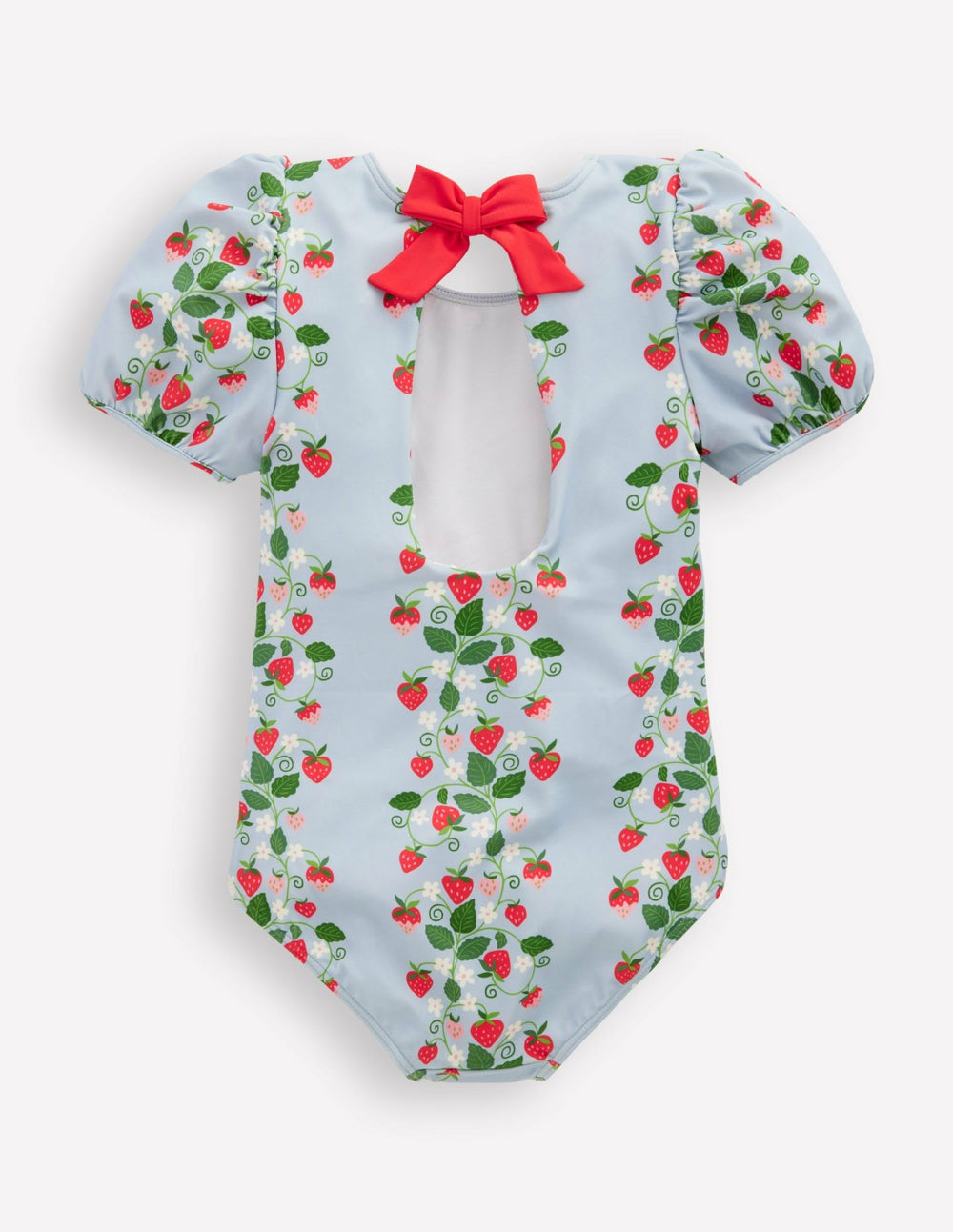 Puff Sleeve Swimsuit-Misty Blue Strawberry Vine / Boden Discount