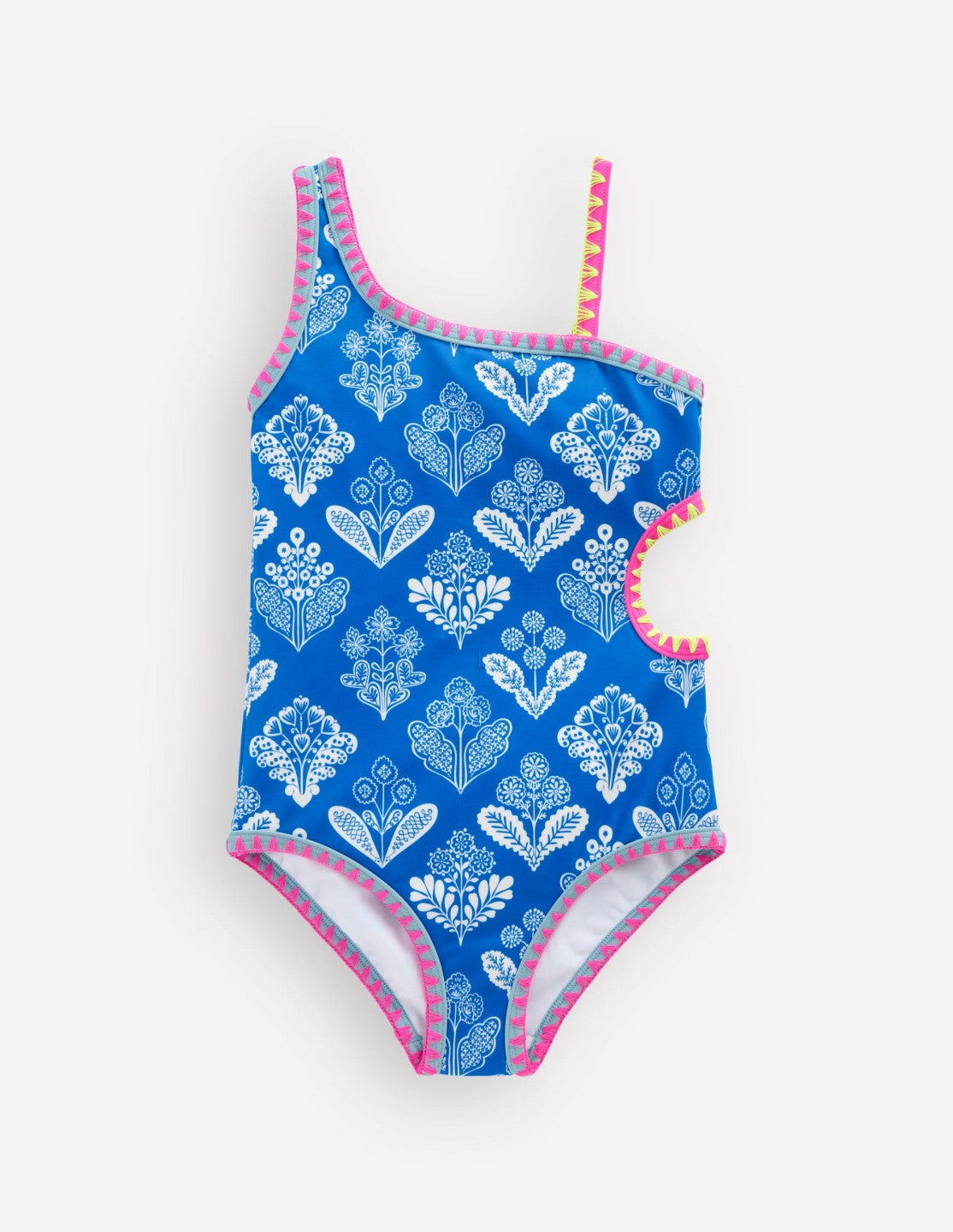 Cut Out Swimsuit-Kingfisher Blue Woodblock / Boden us