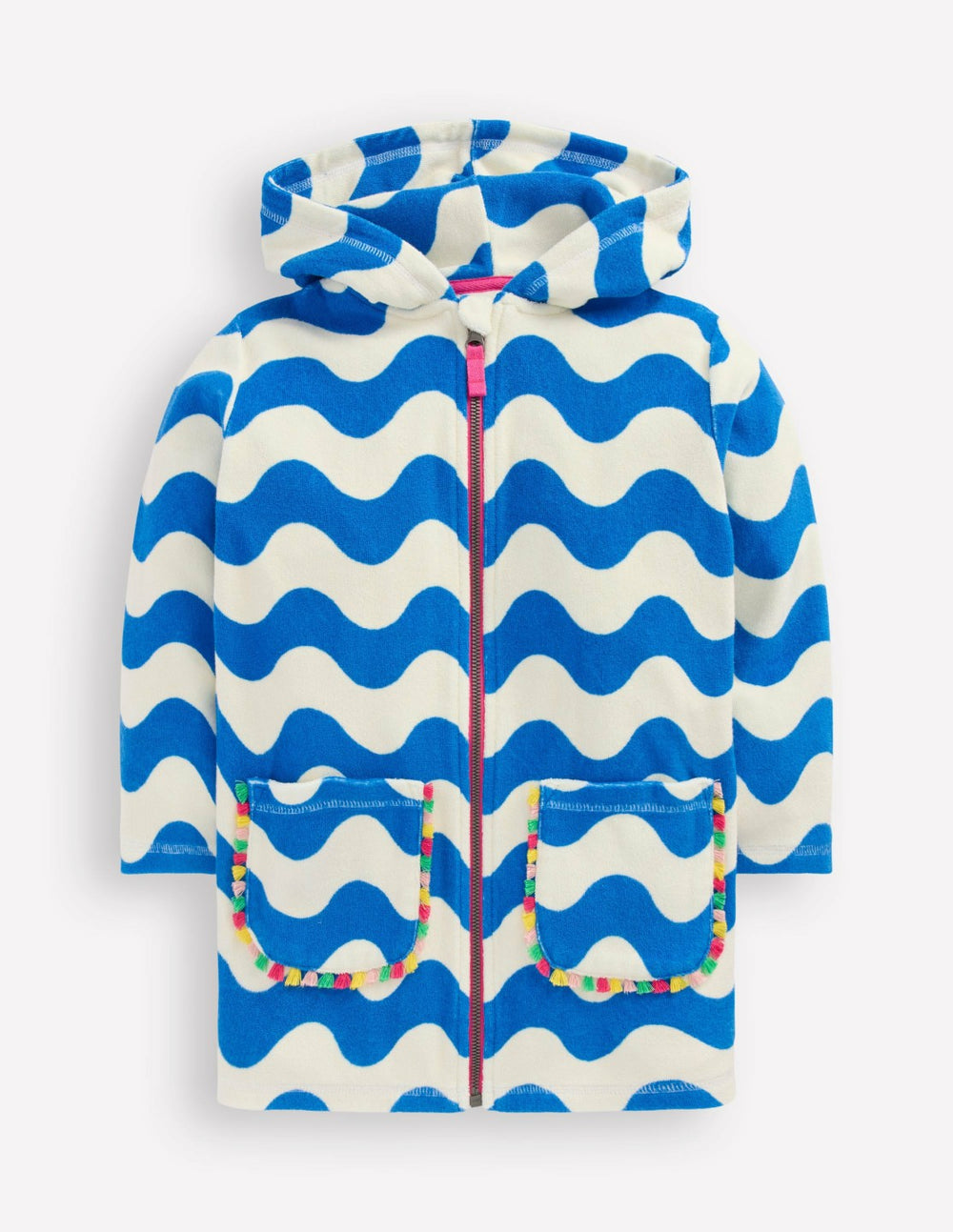 Romie Towelling Zip Throw-On-Blue and Ivory Wave / Boden
