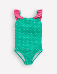 Hallie Frill Strap Swimsuit-Aqua Sea Blue Turtle / Boden Outlet