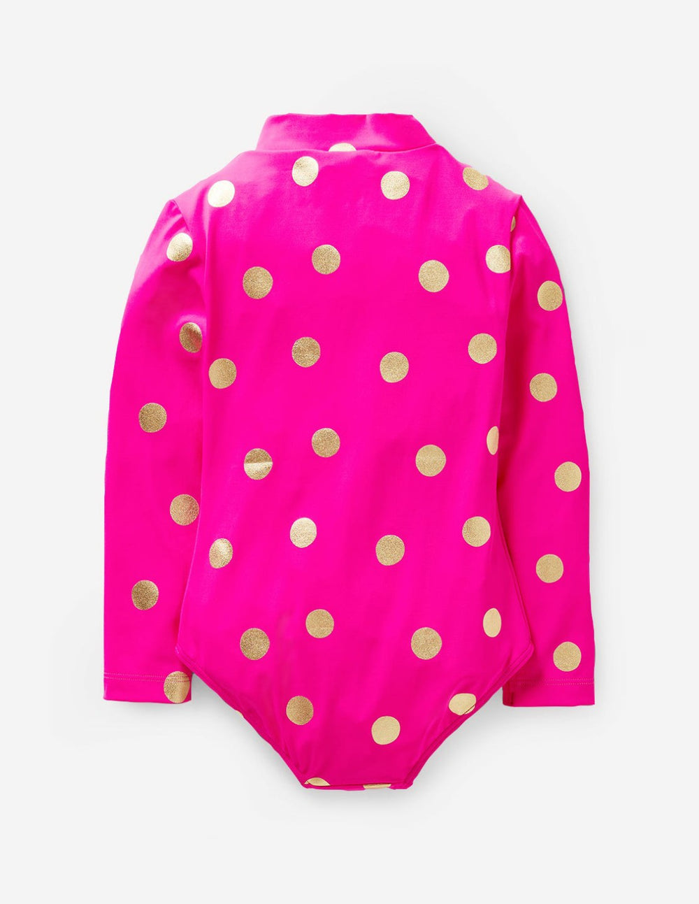 Long-sleeved Swimsuit-Fuchsia Pink, Gold Foil Spot / Boden Discount