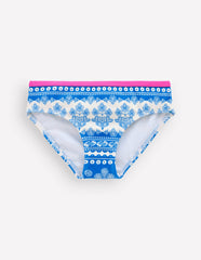 Patterned Bikini Bottoms-Azure Blue Woodblock / Boden On sale