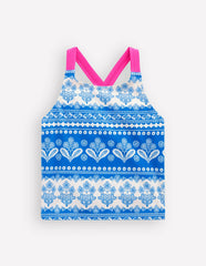 Cross-Back Tankini Top-Azure Blue Woodblock / Boden us