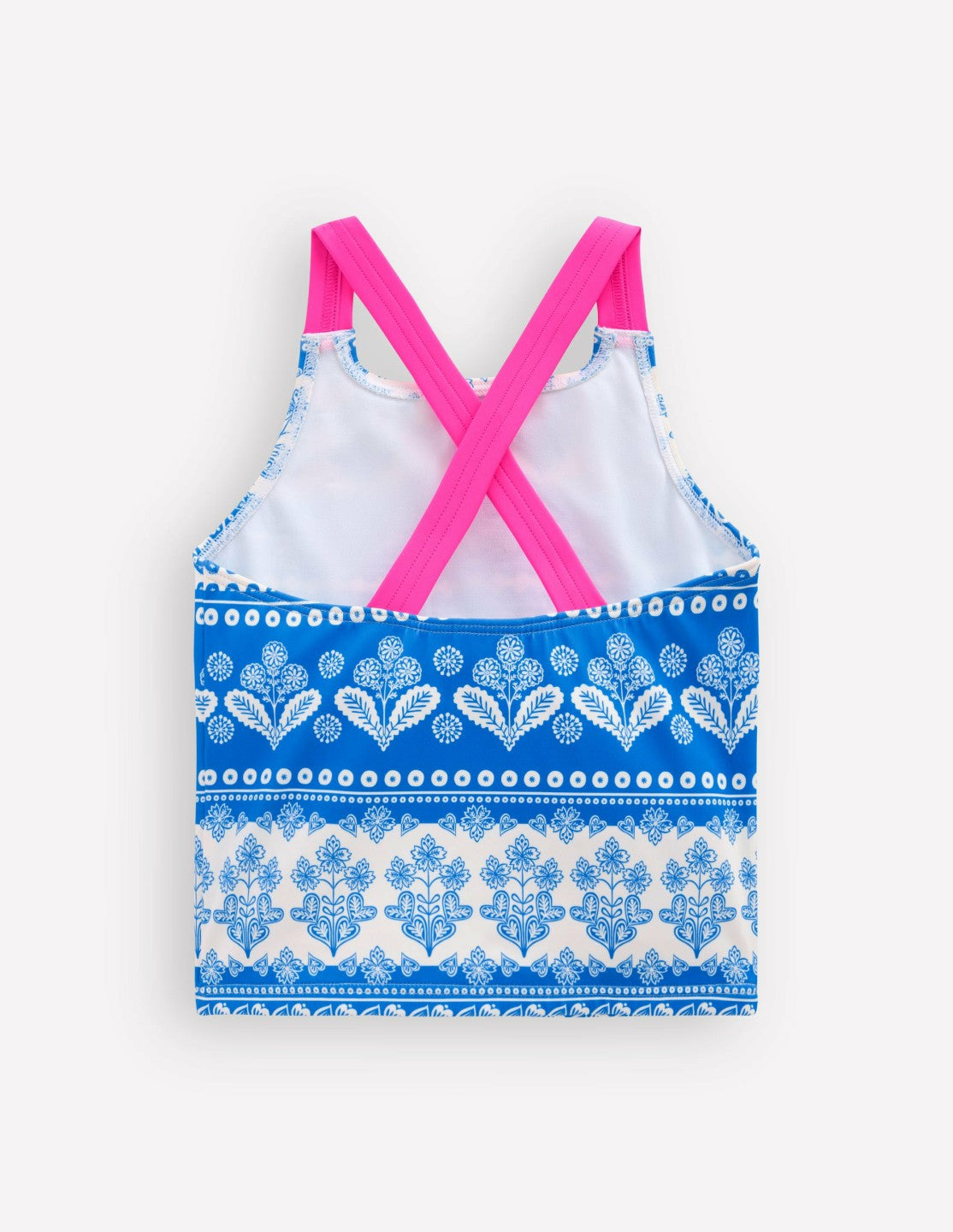 Cross-Back Tankini Top-Azure Blue Woodblock / Boden us