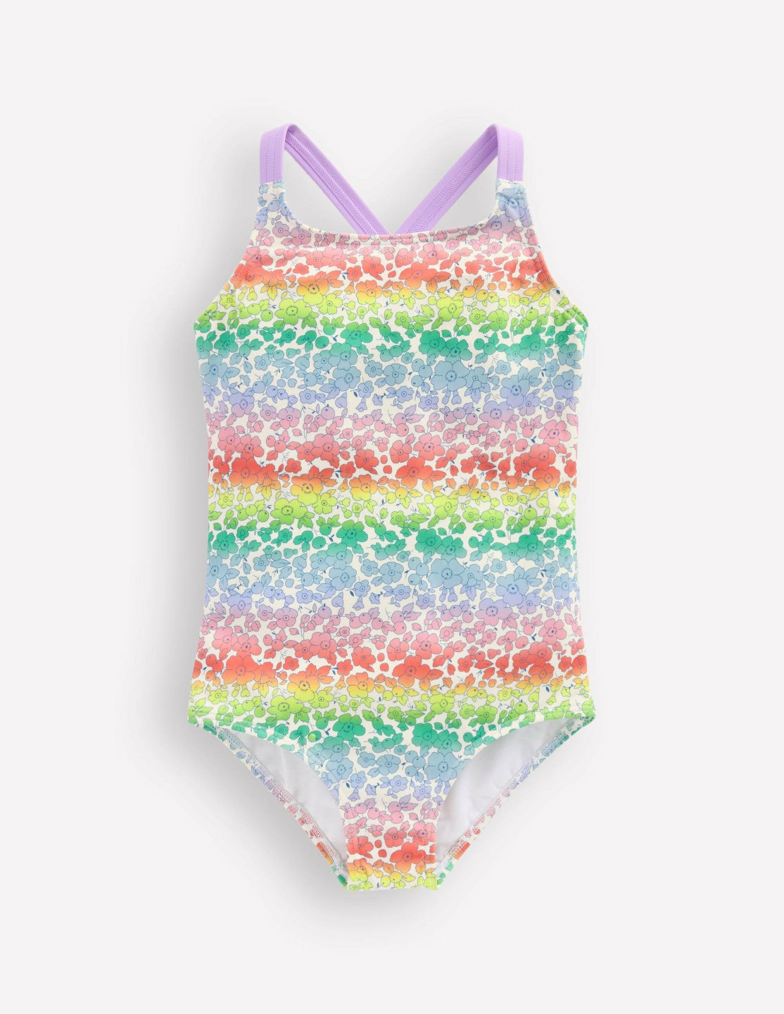 Cross-Back Printed Swimsuit-Rainbow Ombre Flowerbed / Boden Sale