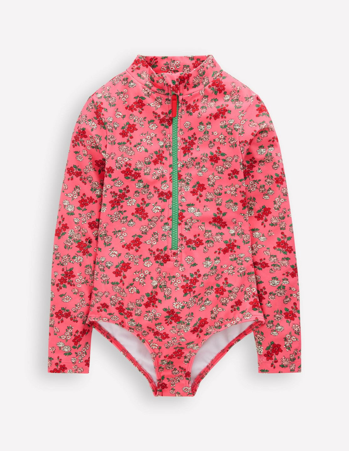 Long-sleeved Swimsuit-Salmon Pink Meadow Floral / Boden Outlet