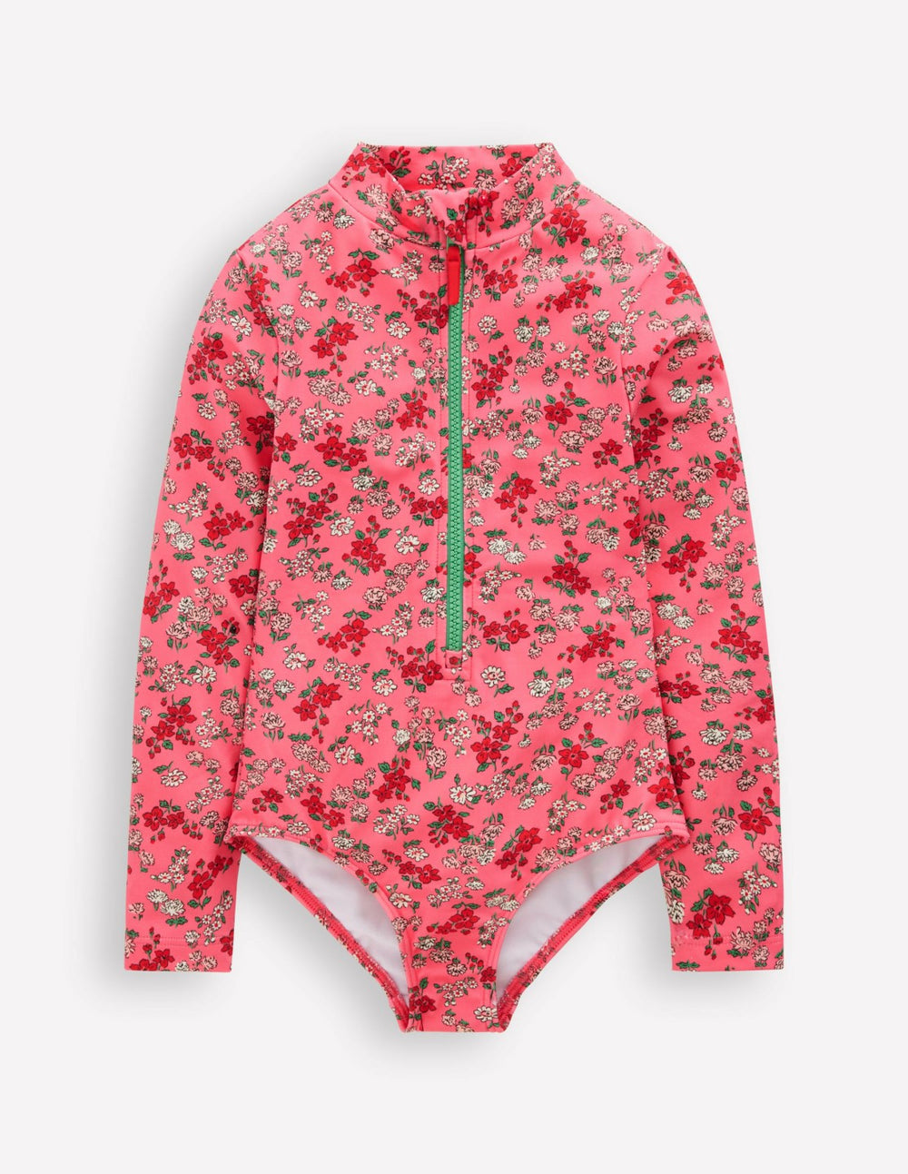 Long-sleeved Swimsuit-Salmon Pink Meadow Floral / Boden Outlet