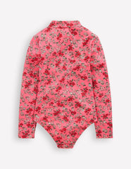 Long-sleeved Swimsuit-Salmon Pink Meadow Floral / Boden Outlet