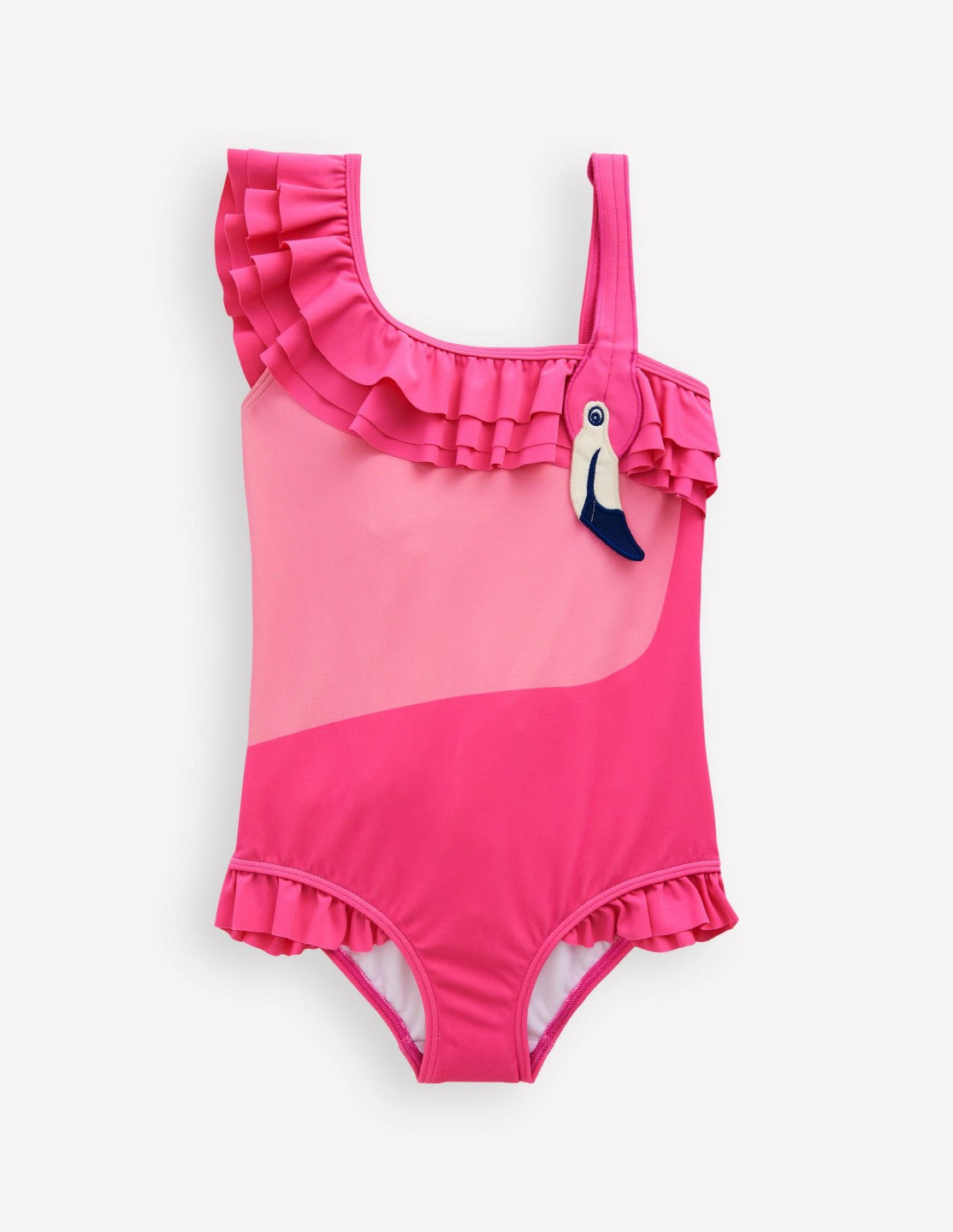 One Shoulder Appliqué Swimsuit-Sorbet Pink Flamingo / Boden Discount