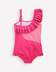 One Shoulder Appliqué Swimsuit-Sorbet Pink Flamingo / Boden Discount