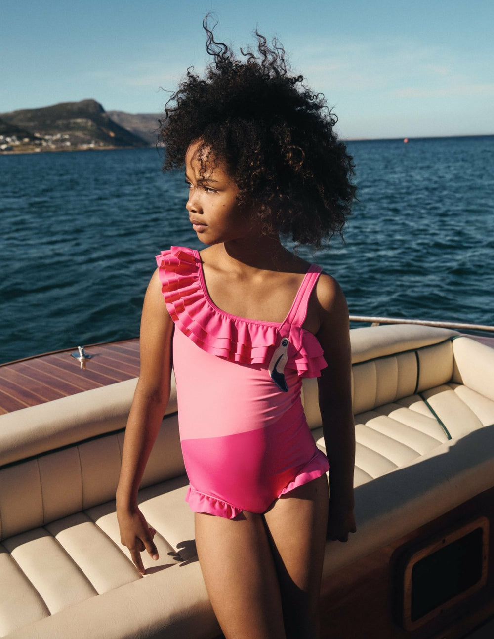 One Shoulder Appliqué Swimsuit-Sorbet Pink Flamingo / Boden Discount